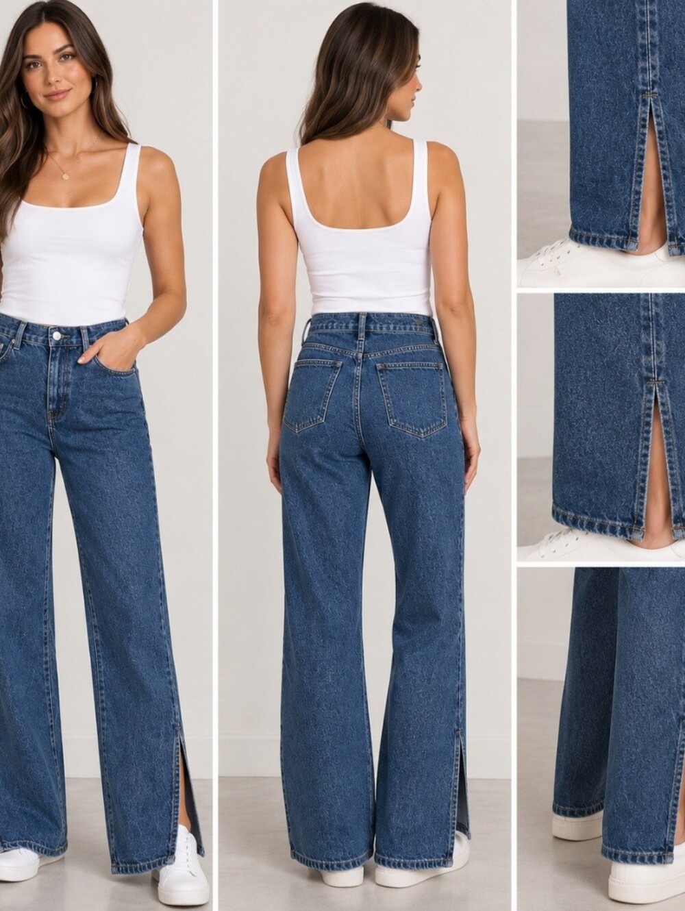 Cute Mango Women's Straight-Leg Jeans/ Split Hem. Like New. Size US 4.
